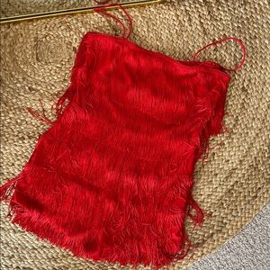 12th Tribe Red Fringe Romper